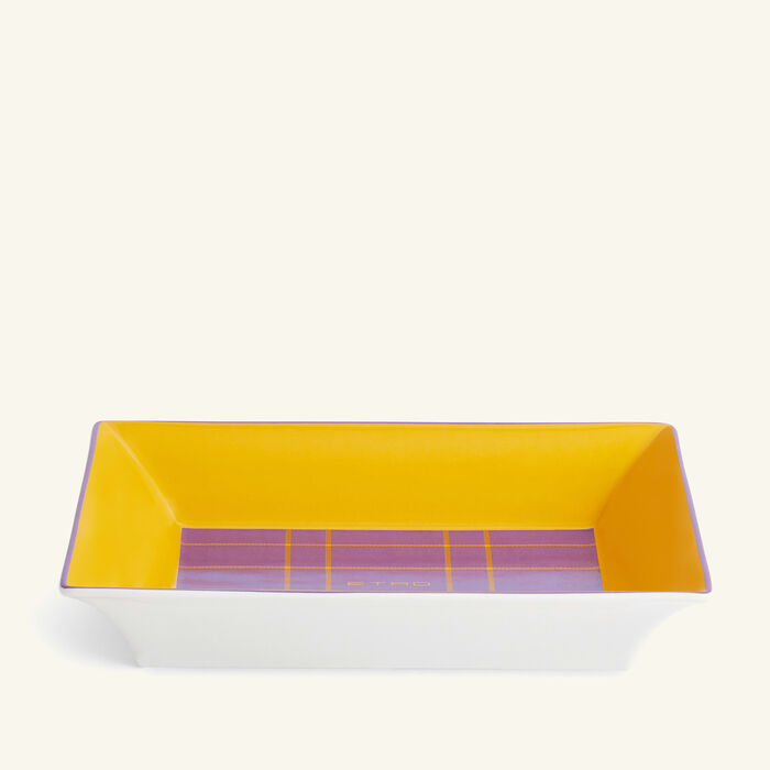 etro tartan trinket tray rectangular small yellow