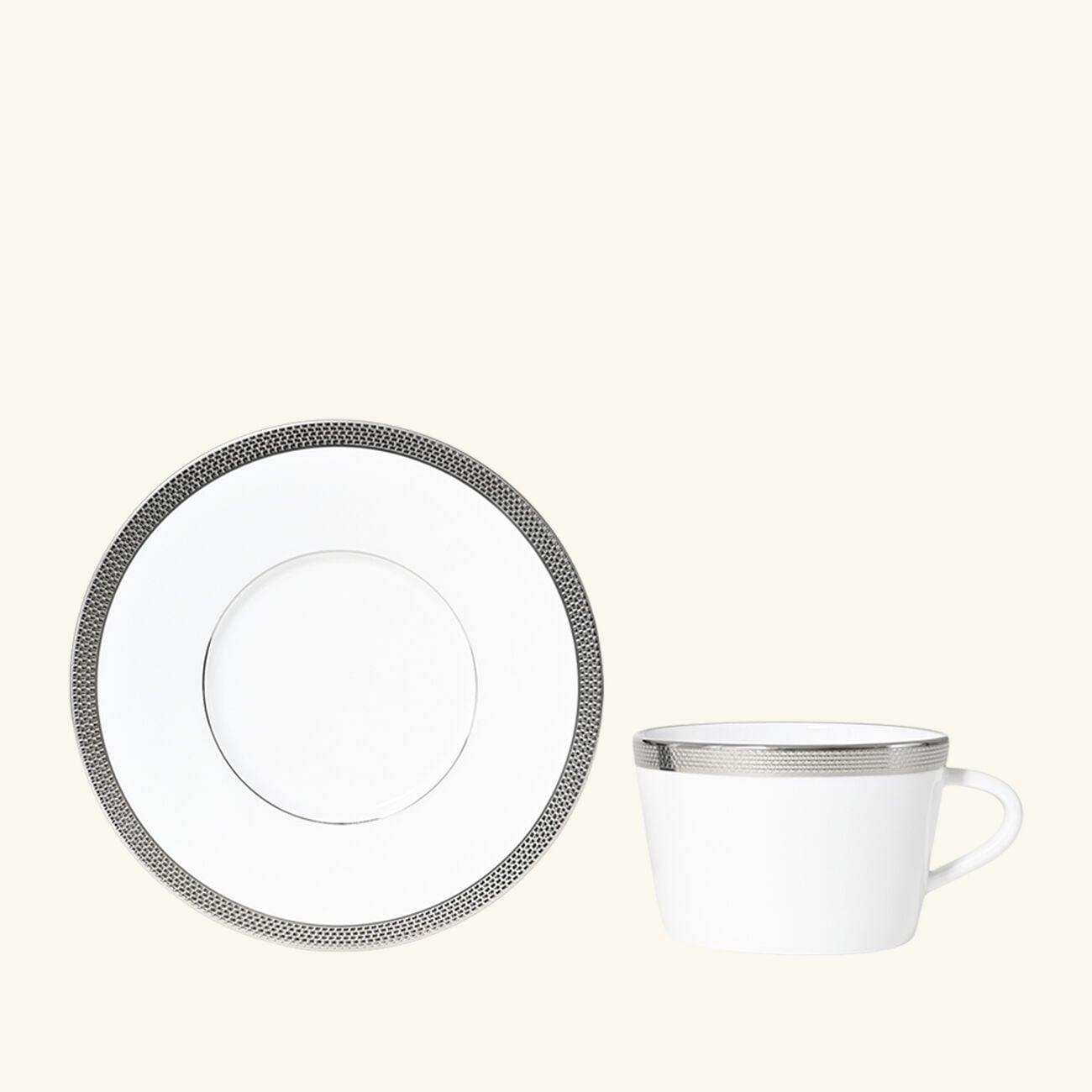 Maille Platine Tea Cup & Saucer White bernardaud maille platine tea cup saucer white