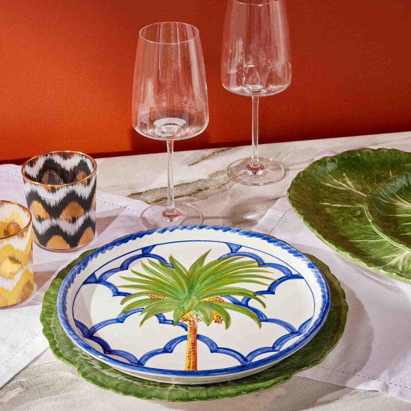 les ottomans ottomans palm dinner plate round blue 28cm