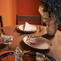 bernardaud aux oiseaux serving platter oval gold 38cm