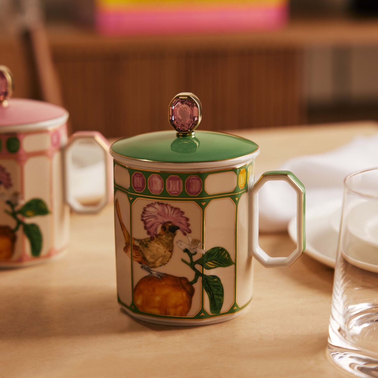 rosenthal idyllia mug with lid flycatcher green