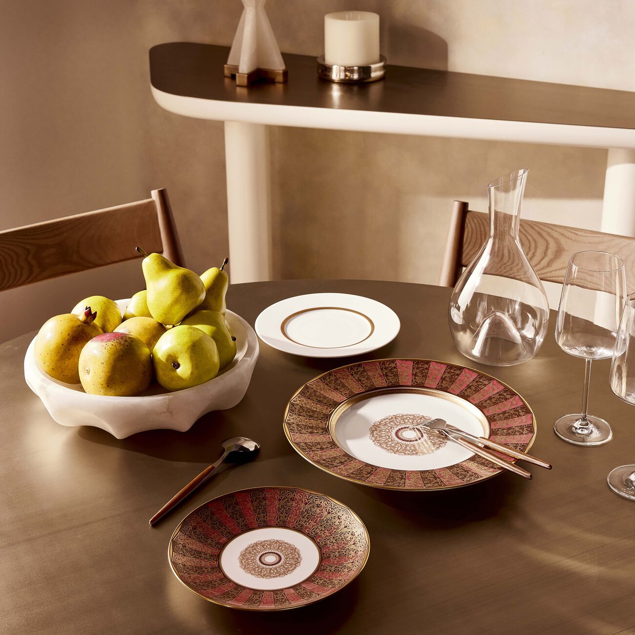bernardaud eventail service plate round gold 31cm