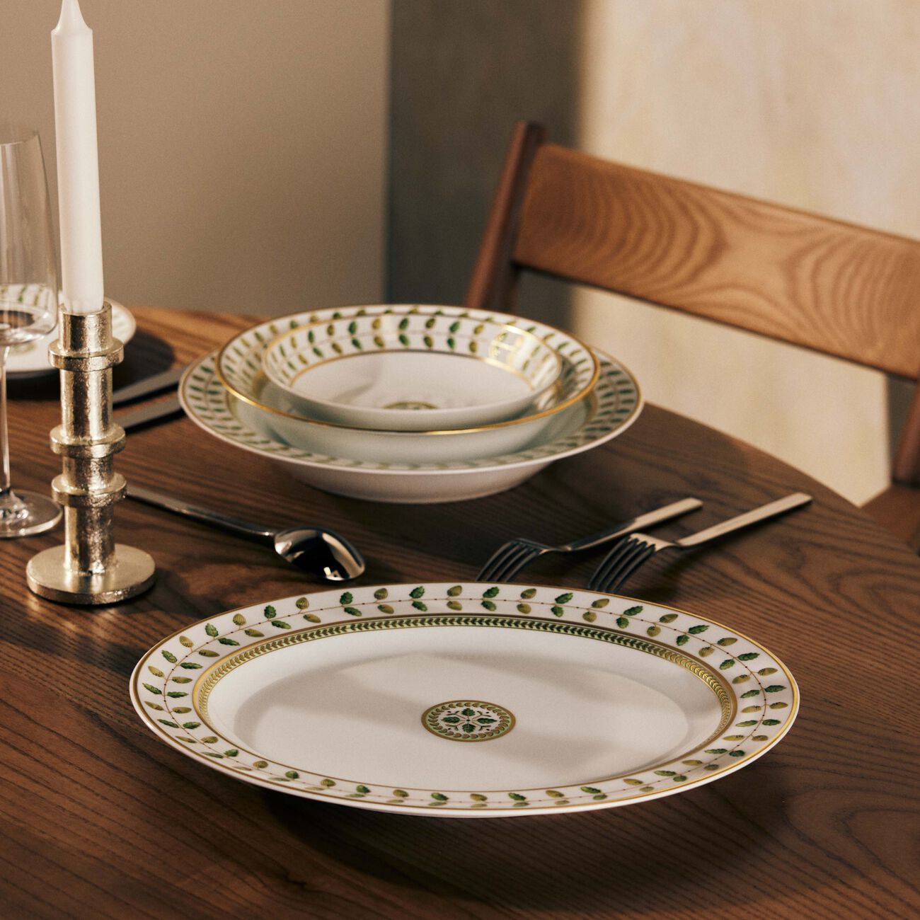 bernardaud constance platter oval green 33cm