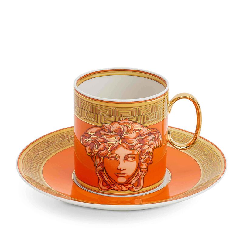 Orange Coin Cup & Saucer, large