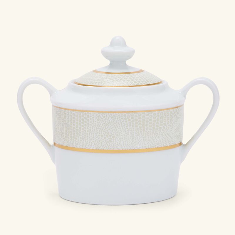 bernardaud sauvage blanc sugar bowl gold