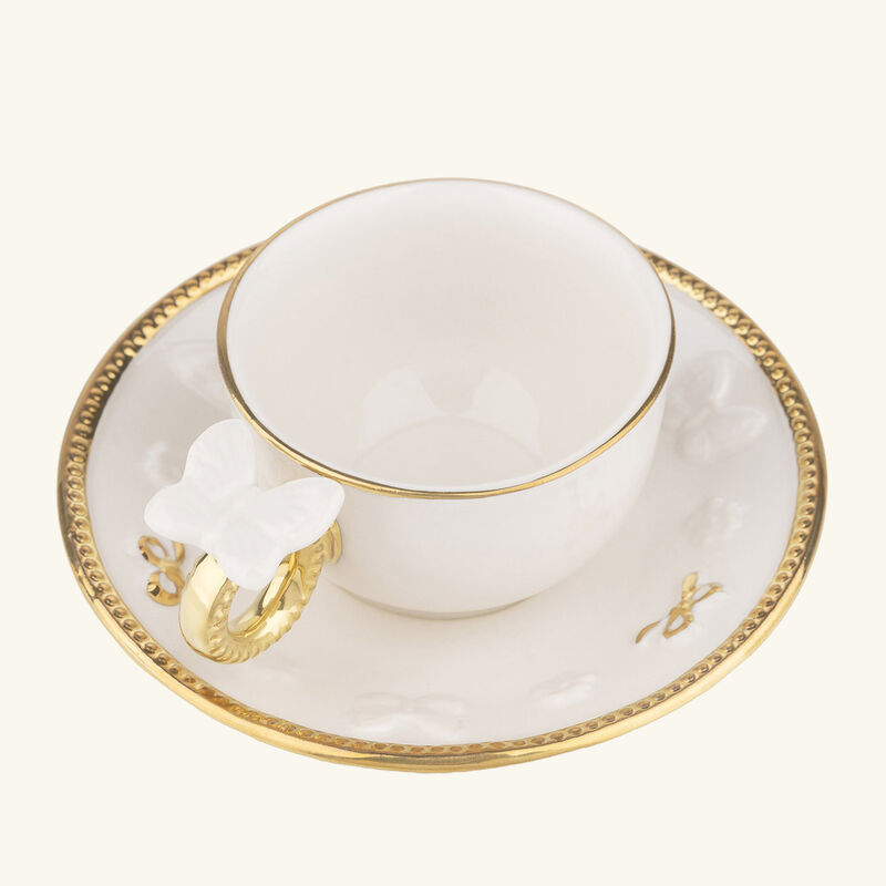 villari butterfly coffee cup saucer white