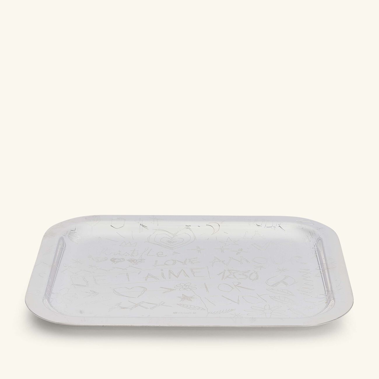 christofle graffiti serving tray rectangular medium silver plated