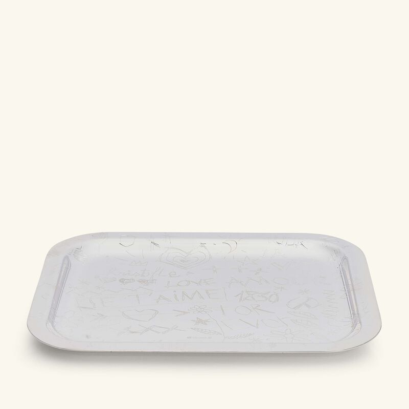 christofle graffiti serving tray rectangular medium silver plated