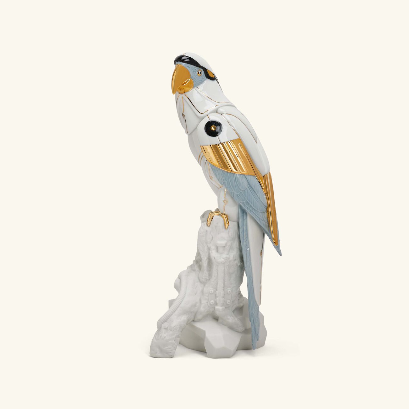lladro macaw bird cyborg sculpture medium white