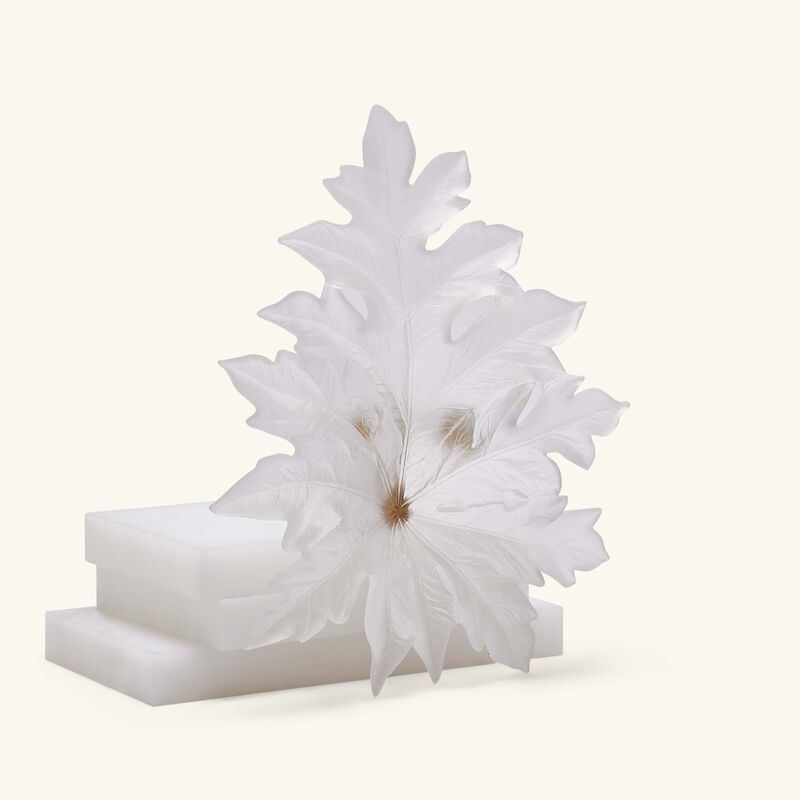 daum born o wall leaf figurine medium white