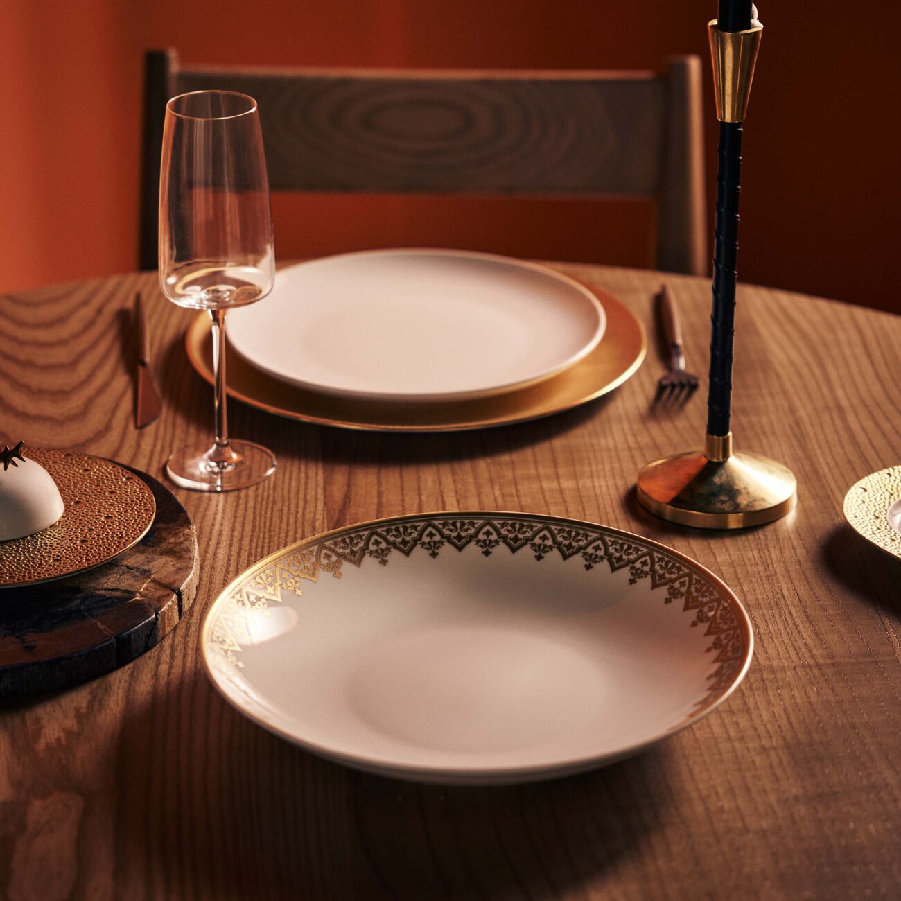 bernardaud venise deep dish round gold 29cm