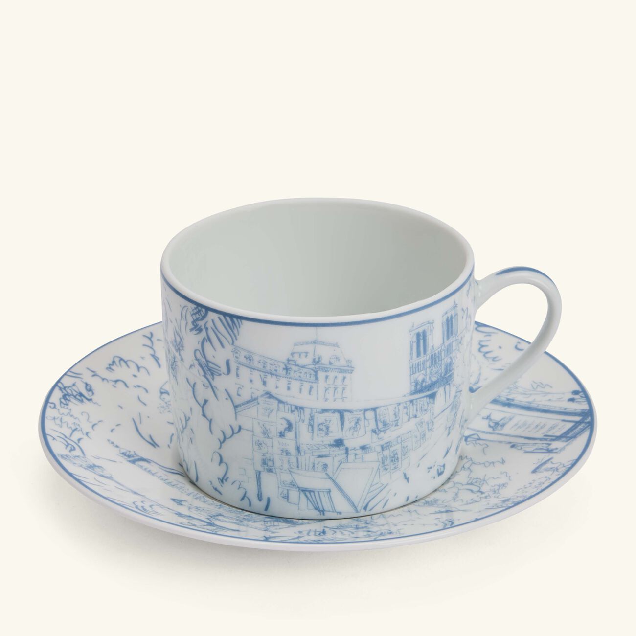 bernardaud tout paris tea cup   saucer blue set of 4