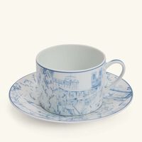 bernardaud tout paris tea cup   saucer blue set of 4