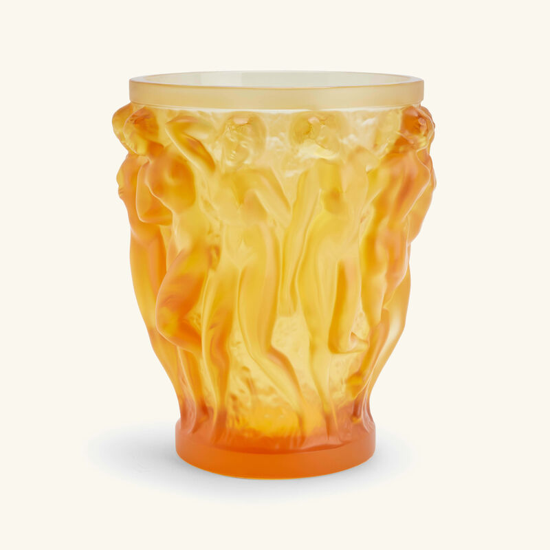 Bacchantes Vase Small Orange lalique bacchantes vase small orange