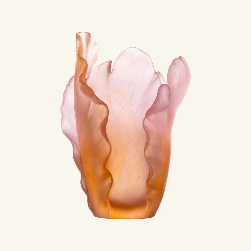 daum tulipe vase amber pink small limited edition