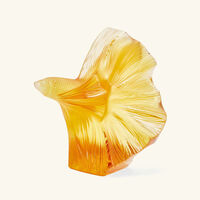 lalique fighting fish sculpture medium yellow