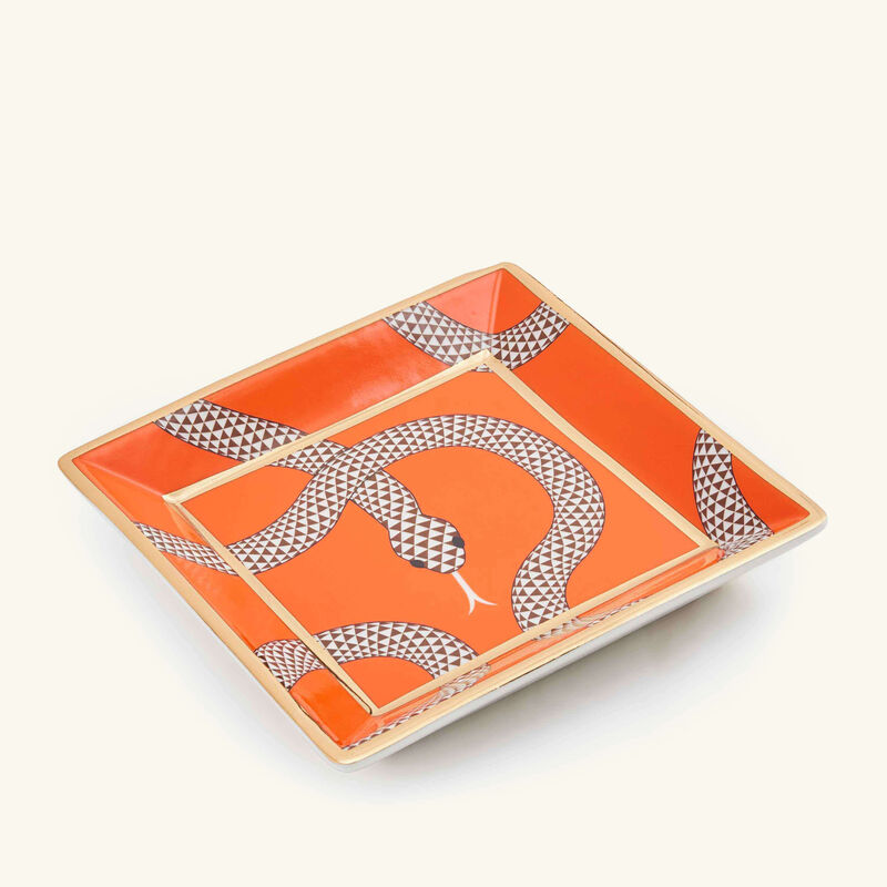 jonathan adler eden trinket tray rectangular small orange set of 4