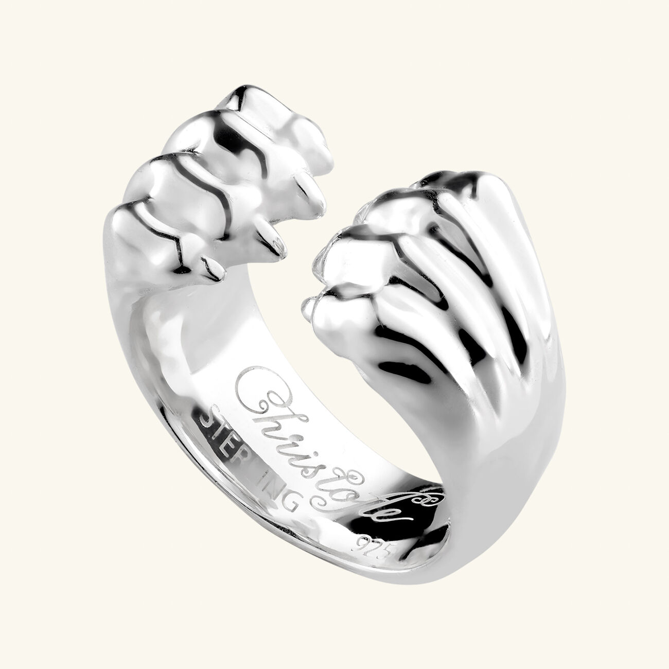 christofle patte de lion open ring sterling silver size 55