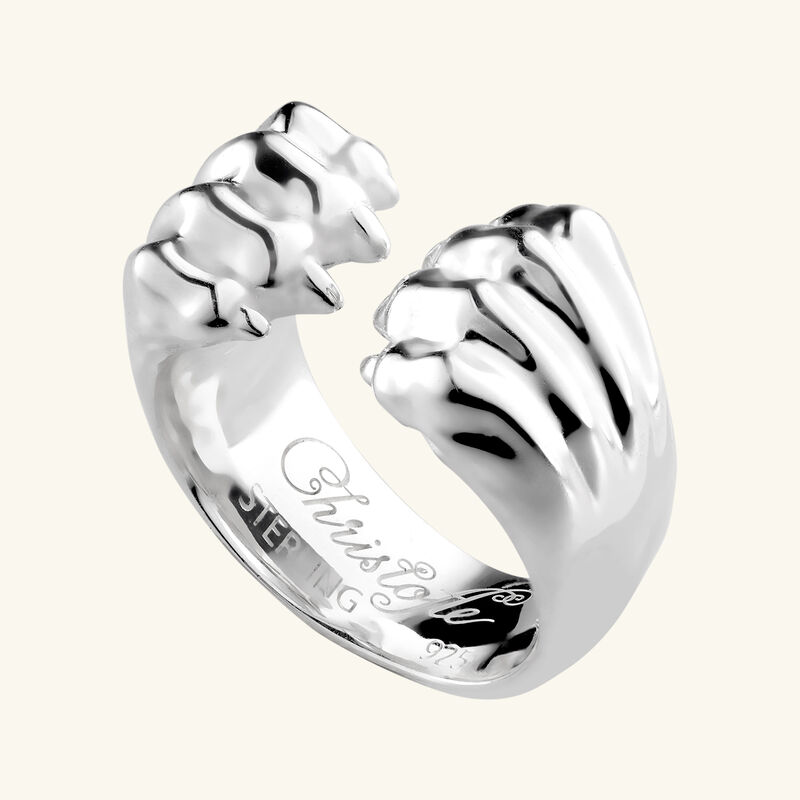 christofle patte de lion open ring sterling silver size 55