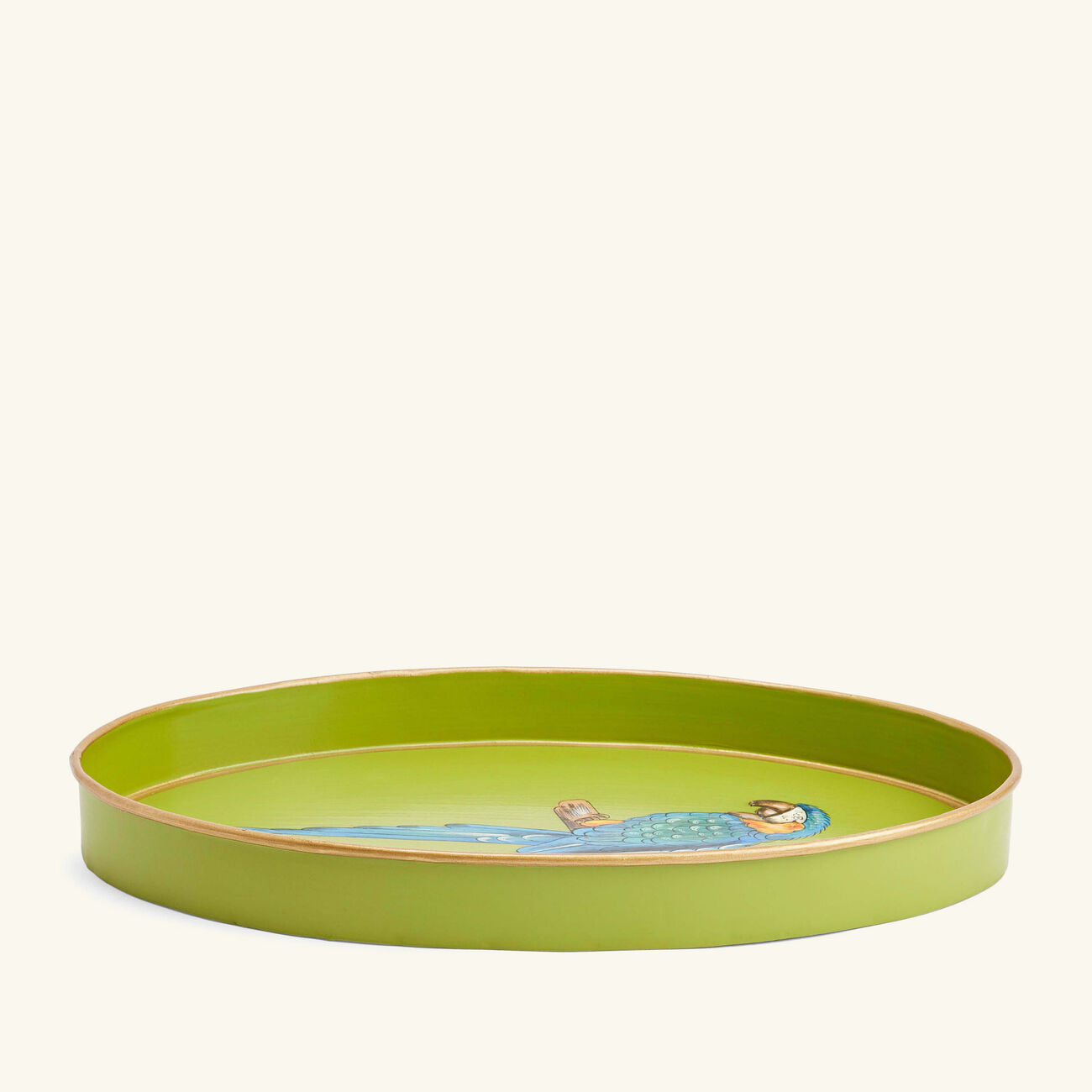 les ottomans fauna serving tray oval medium green