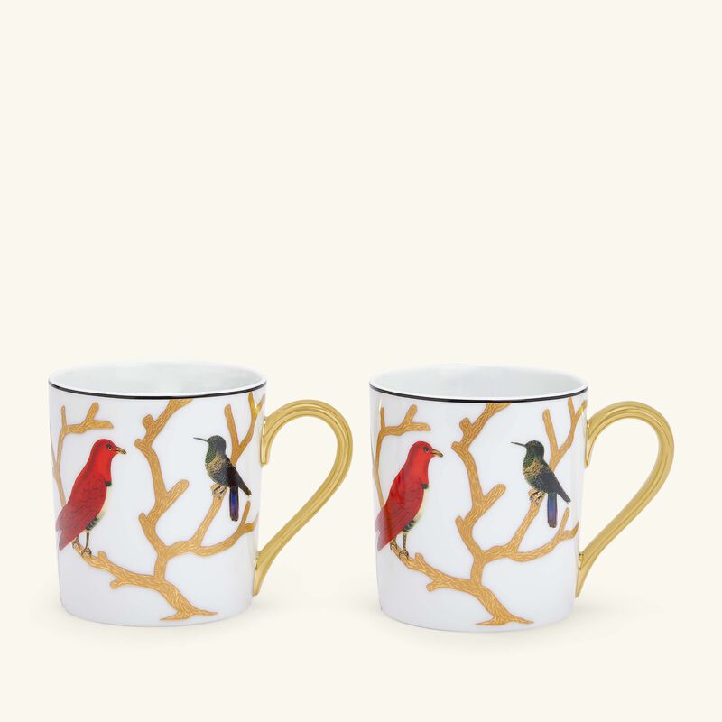 Aux Oiseaux Mug Gold Set Of 2 bernardaud aux oiseaux mug gold set of 2