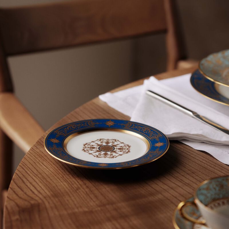 bernardaud aux rois bread   butter plate round blue 16cm