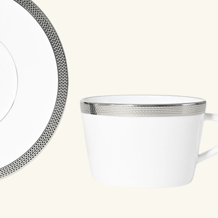 bernardaud maille platine moka tea cup   saucer set of 2 white